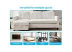 Divano componibile a L convertibile Mjkone 76 con pouf contenitore, divano a 3 posti in velluto a coste