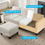 Divano componibile a L convertibile Mjkone 76 con pouf contenitore, divano a 3 posti in velluto a coste