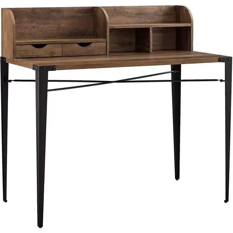 Walker Edison Furniture Company Industrial Secretary Desk with Hutch, Walnut, 42in