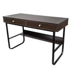 Interior Elements Simple Wooden Writing Computer Study Desk with Drawers for Home Office, Brown, 47
