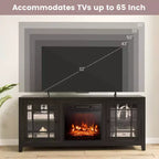 Mobile TV Costway da 58 pollici con caminetto elettrico da 1400 W per TV fino a 65 pollici Nero/Naturale/Bianco