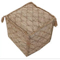 HomeRoots 18 Brown Jute Cube Trellis Pouf Ottoman