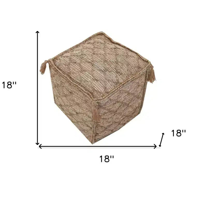 HomeRoots Pouf/Ottoman a Cubo a Traliccio in Iuta Marrone da 18