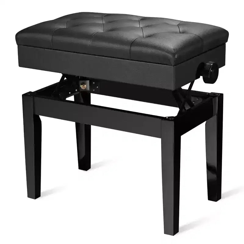 Yescom Piano Bench PU Leather Storage Adjustable Height Padded Seat Keyboard Black