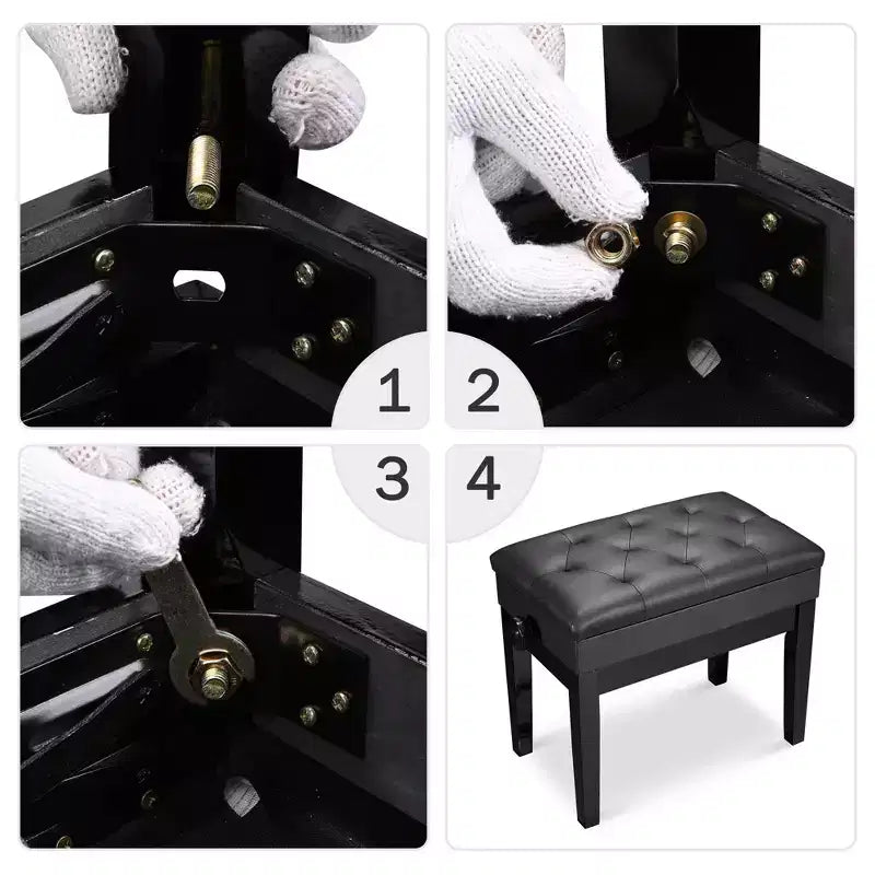 Yescom Piano Bench Pelle PU Contenitore Altezza Regolabile Sedile Imbottito Tastiera Nero