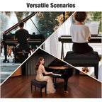 Yescom Piano Bench Pelle PU Contenitore Altezza Regolabile Sedile Imbottito Tastiera Nero