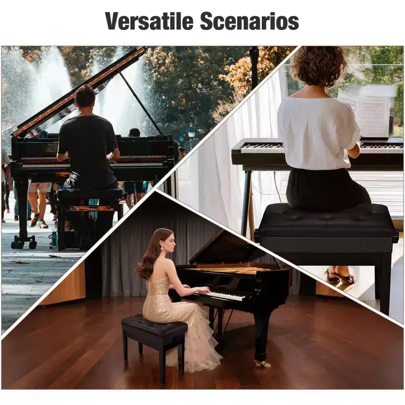 Yescom Piano Bench Pelle PU Contenitore Altezza Regolabile Sedile Imbottito Tastiera Nero