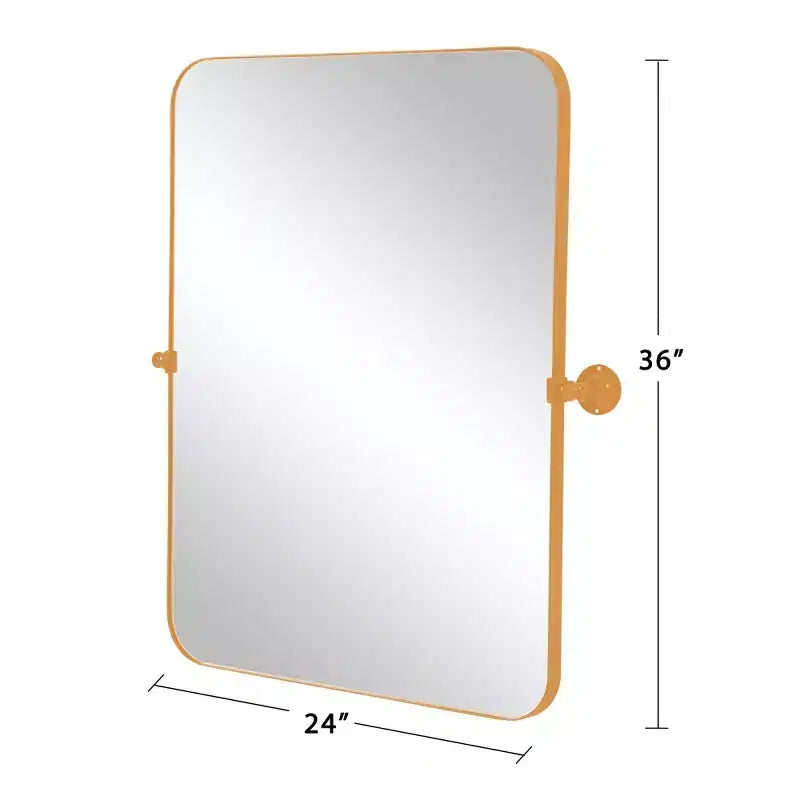 Specchio Rettangolare in Metallo Oro con Angoli Arrotondati 91x61x4 cm