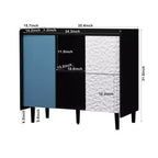 Credenza Nera con Ante Rosse - 2 Cassetti, 2 Vani Aperti, Mobile Contenitore Moderno