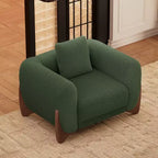 Divano e Poltrone in Tessuto Bouclé Moderno - 1 Divano e 2 Poltrone con Eleganti Gambe in Legno per Soggiorno o Ufficio - Morden Fort