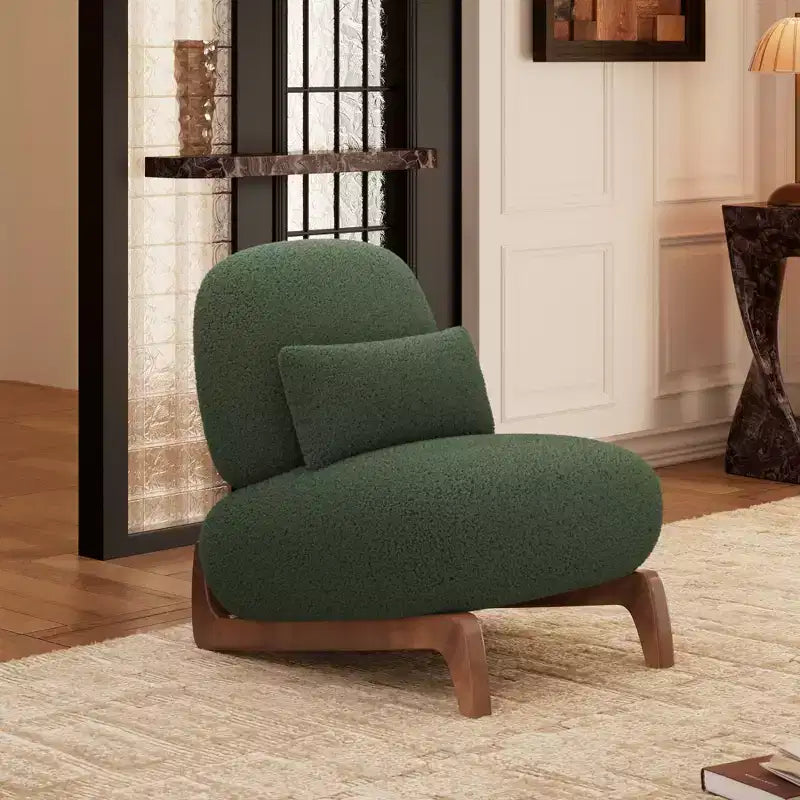 Divano e Poltrone in Tessuto Bouclé Moderno - 1 Divano e 2 Poltrone con Eleganti Gambe in Legno per Soggiorno o Ufficio - Morden Fort