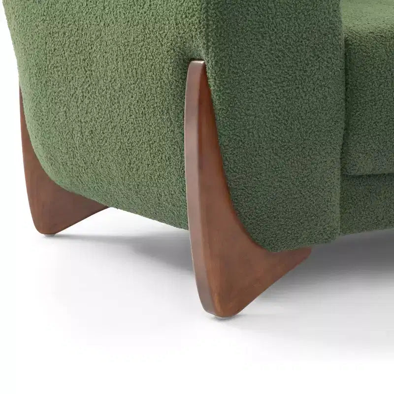 Divano e Poltrone in Tessuto Bouclé Moderno - 1 Divano e 2 Poltrone con Eleganti Gambe in Legno per Soggiorno o Ufficio - Morden Fort