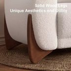 Divano e Poltrone in Tessuto Bouclé Moderno - 1 Divano e 2 Poltrone con Eleganti Gambe in Legno per Soggiorno o Ufficio - Morden Fort