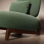 Divano e Poltrone in Tessuto Bouclé Moderno - 1 Divano e 2 Poltrone con Eleganti Gambe in Legno per Soggiorno o Ufficio - Morden Fort
