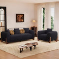 Modern Boucle Fabric Sofa Set - 1 Sofa and 2 chairs with Sleek Wooden Legs for Living Room or Home Office - Morden Fort
