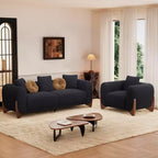 Modern Boucle Fabric Sofa Set - 1 Sofa and 2 chairs with Sleek Wooden Legs for Living Room or Home Office - Morden Fort