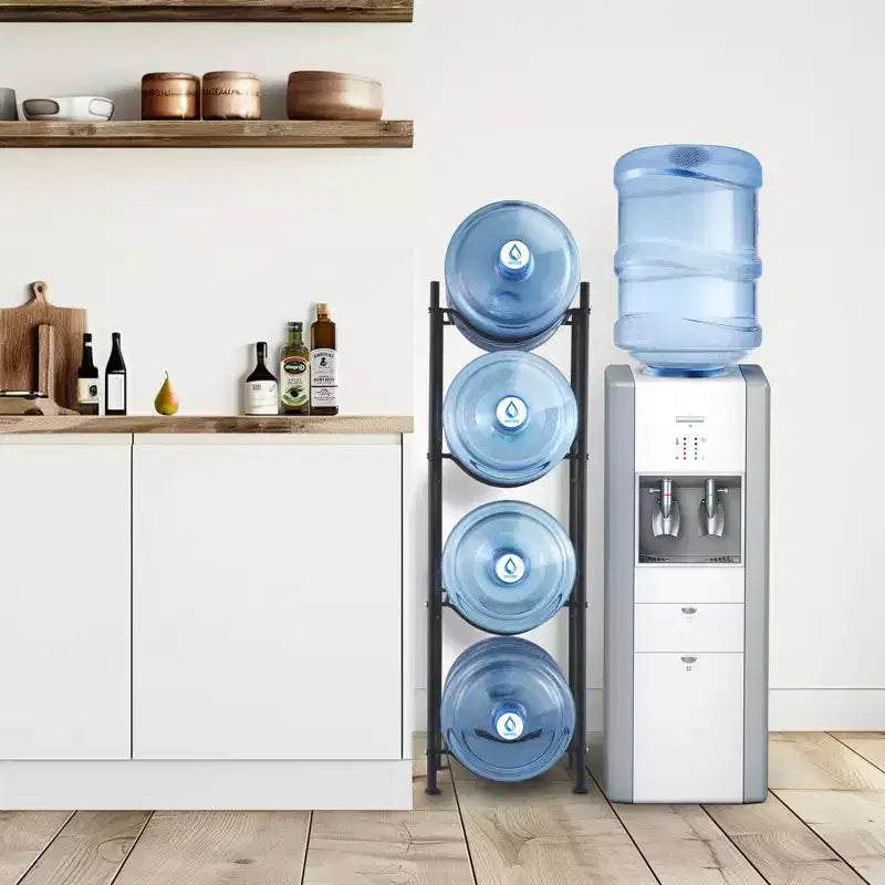 VEVOR Porta caraffe d'acqua a 4 ripiani, Porta bottiglie d'acqua da 5 galloni, Porta bottiglie d'acqua a fila singola per 4 bottiglie, Porta caraffe d'acqua per impieghi gravosi
