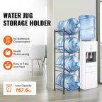 VEVOR Porta caraffe d'acqua a 4 ripiani, Porta bottiglie d'acqua da 5 galloni, Porta bottiglie d'acqua a fila singola per 4 bottiglie, Porta caraffe d'acqua per impieghi gravosi