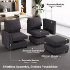 Divano componibile modulare Belffin, grande divano a U in ciniglia con contenitore, chaise longue a 7 posti per soggiorno