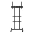 VEVOR Mobile TV Stand, Mobile TV Cart for 32 to 70 inch TVs, Height Adjustable Portable TV Stand with Wheels, Double Tray for Audio-Visual Devices