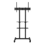 VEVOR Mobile TV Stand, Mobile TV Cart for 32 to 70 inch TVs, Height Adjustable Portable TV Stand with Wheels, Double Tray for Audio-Visual Devices