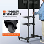 Supporto TV VEVOR, Carrello TV Mobile per TV da 32 a 70 pollici, Supporto TV Portatile Regolabile in Altezza con Ruote, Doppio Vassoio per Dispositivi Audio-Video