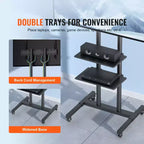 Supporto TV VEVOR, Carrello TV Mobile per TV da 32 a 70 pollici, Supporto TV Portatile Regolabile in Altezza con Ruote, Doppio Vassoio per Dispositivi Audio-Video
