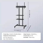 Supporto TV VEVOR, Carrello TV Mobile per TV da 32 a 70 pollici, Supporto TV Portatile Regolabile in Altezza con Ruote, Doppio Vassoio per Dispositivi Audio-Video