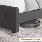 Struttura letto matrimoniale, piattaforma imbottita con testiera regolabile, rivestimento in tessuto di lino, porte USB, nessuna necessità di rete a molle, facile montaggio, grigio chiaro