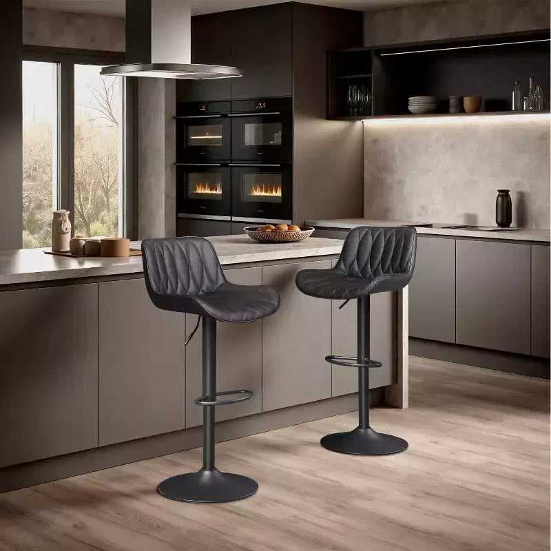 Art Leon, set di 2 sgabelli da bar girevoli e regolabili in altezza in similpelle, stile moderno di metà secolo