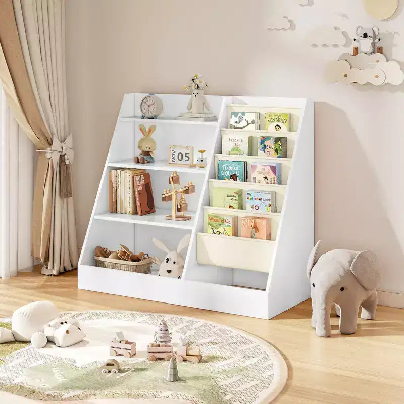 SUGIFT Scaffale a 4 ripiani per libri e giochi per bambini