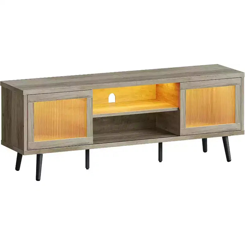Mobile TV Bestier Modern da 63 pollici con luci LED per TV fino a 70 pollici, Console Multimediale con Gestione Cavi