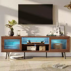 Mobile TV Bestier Modern da 63 pollici con luci LED per TV fino a 70 pollici, Console Multimediale con Gestione Cavi