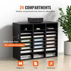 Organizzatore per documenti in legno VEVOR, 24 scomparti, divisore per documenti con ripiani rimovibili, casella per posta per ufficio casa aula, certificazione EPA