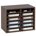 VEVOR Literature Organizers, 12 Compartments Office Mailbox with Adjustable Shelves, Wood Literature Sorter 20.4x12x16.1 inches, EPA Certified