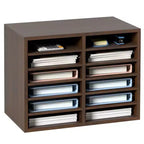VEVOR Literature Organizers, 12 Compartments Office Mailbox with Adjustable Shelves, Wood Literature Sorter 20.4x12x16.1 inches, EPA Certified