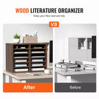 VEVOR Organizzatori per Documenti, 12 Scomparti per Ufficio con Ripiani Regolabili, Classificatore in Legno 51,8x30,5x40,9 cm, Certificato EPA