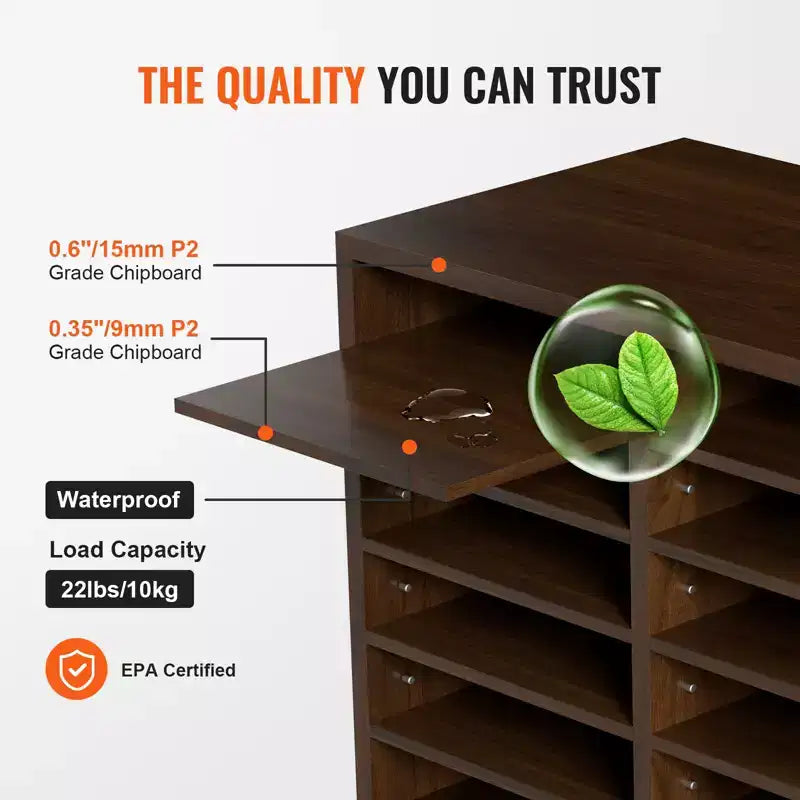 VEVOR Organizzatori per Documenti, 12 Scomparti per Ufficio con Ripiani Regolabili, Classificatore in Legno 51,8x30,5x40,9 cm, Certificato EPA