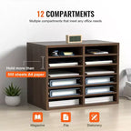 VEVOR Organizzatori per Documenti, 12 Scomparti per Ufficio con Ripiani Regolabili, Classificatore in Legno 51,8x30,5x40,9 cm, Certificato EPA