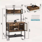 Besiter 60 Scaffale da Cucina per Panettieri con Luce LED, Supporto per Microonde a 6 Livelli con Cassetto Contenitore e 8 Ganci