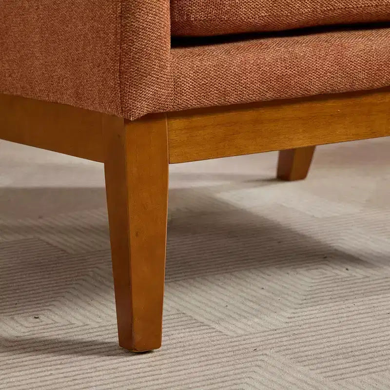 Poltroncina Okak Modern con rivestimento confortevole 1 pz, elegante divano singolo in legno massello con schienale alto per soggiorno, camera da letto, sala lettura