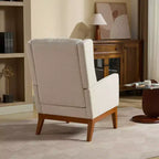 Poltroncina Okak Modern con rivestimento confortevole 1 pz, elegante divano singolo in legno massello con schienale alto per soggiorno, camera da letto, sala lettura