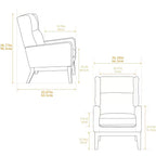 Poltroncina Okak Modern con rivestimento confortevole 1 pz, elegante divano singolo in legno massello con schienale alto per soggiorno, camera da letto, sala lettura