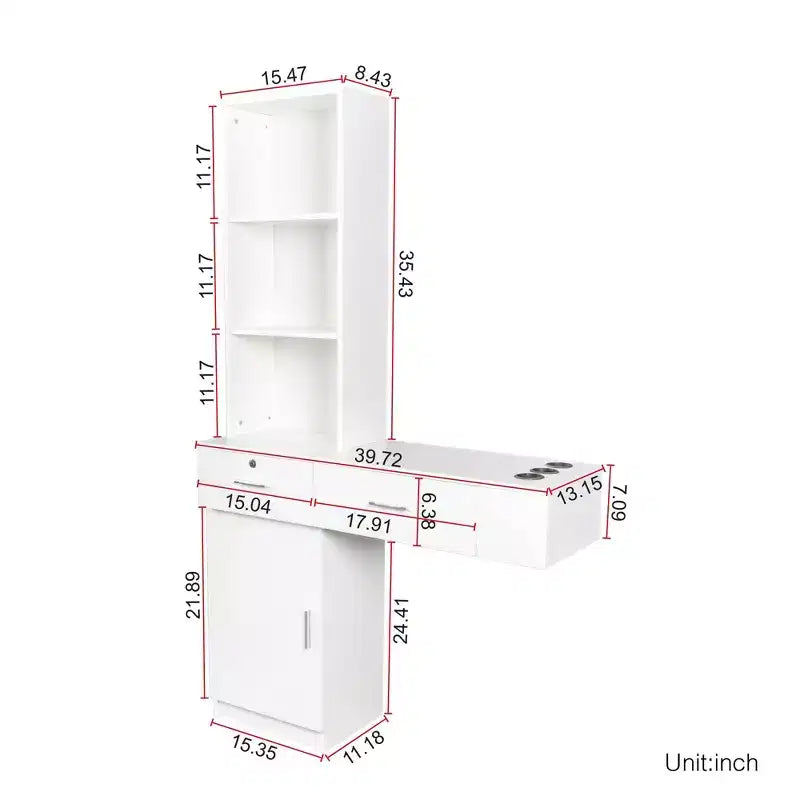 Okak Tavolo da Trucco con Luci, Moderna ed Elegante Toeletta con Sistema di Archiviazione Multi-Livello e Specchio Integrato, Set Trucco da Camera da Letto Salvaspazio, Bianco