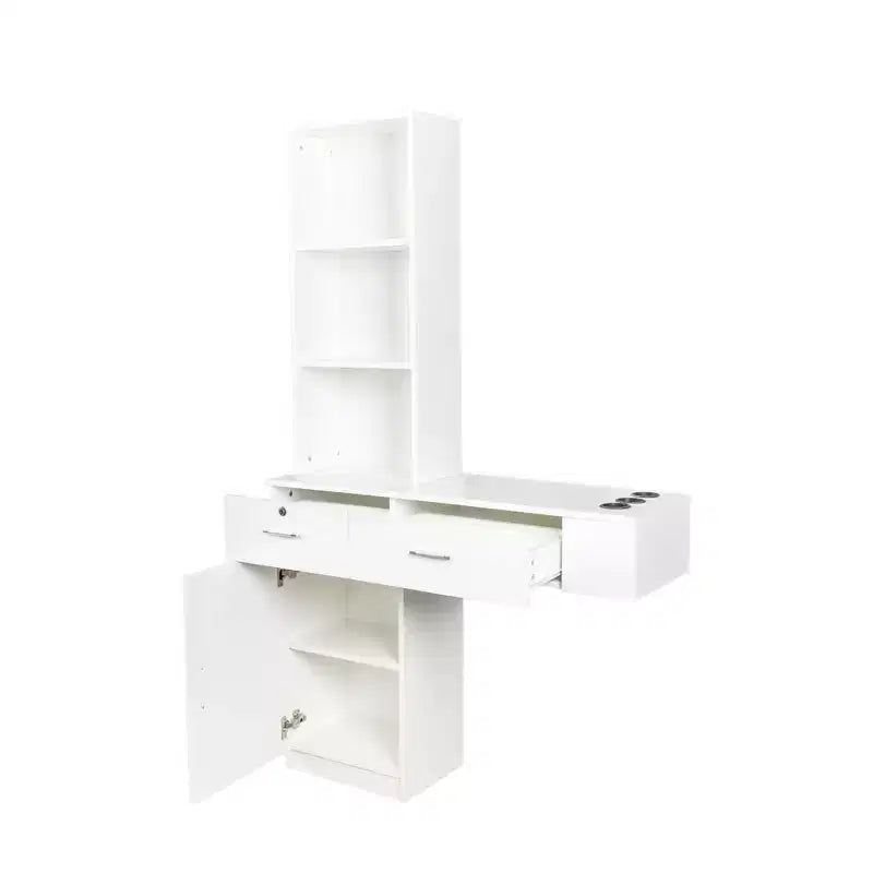 Okak Tavolo da Trucco con Luci, Moderna ed Elegante Toeletta con Sistema di Archiviazione Multi-Livello e Specchio Integrato, Set Trucco da Camera da Letto Salvaspazio, Bianco