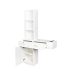 Okak Tavolo da Trucco con Luci, Moderna ed Elegante Toeletta con Sistema di Archiviazione Multi-Livello e Specchio Integrato, Set Trucco da Camera da Letto Salvaspazio, Bianco
