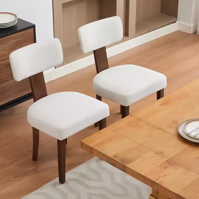 Sedie da pranzo moderne in tessuto, sedie da cucina imbottite con telaio in legno massello, gambe in legno, finiture con borchie