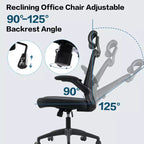 Sedia da ufficio ergonomica in rete con poggiatesta, supporto lombare e braccioli ribaltabili