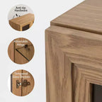 Mobiletto in Legno, Organizzatore Contenitore con Ripiani Regolabili e Ante in Vetro per Cucina Camera da Letto Ingresso Soggiorno Sala da Pranzo