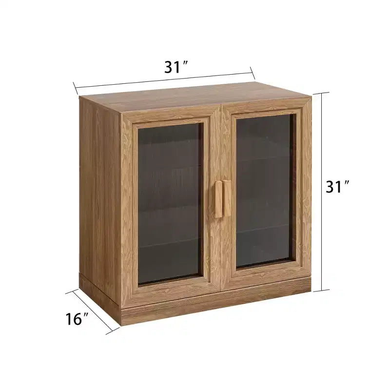 Mobiletto in Legno, Organizzatore Contenitore con Ripiani Regolabili e Ante in Vetro per Cucina Camera da Letto Ingresso Soggiorno Sala da Pranzo